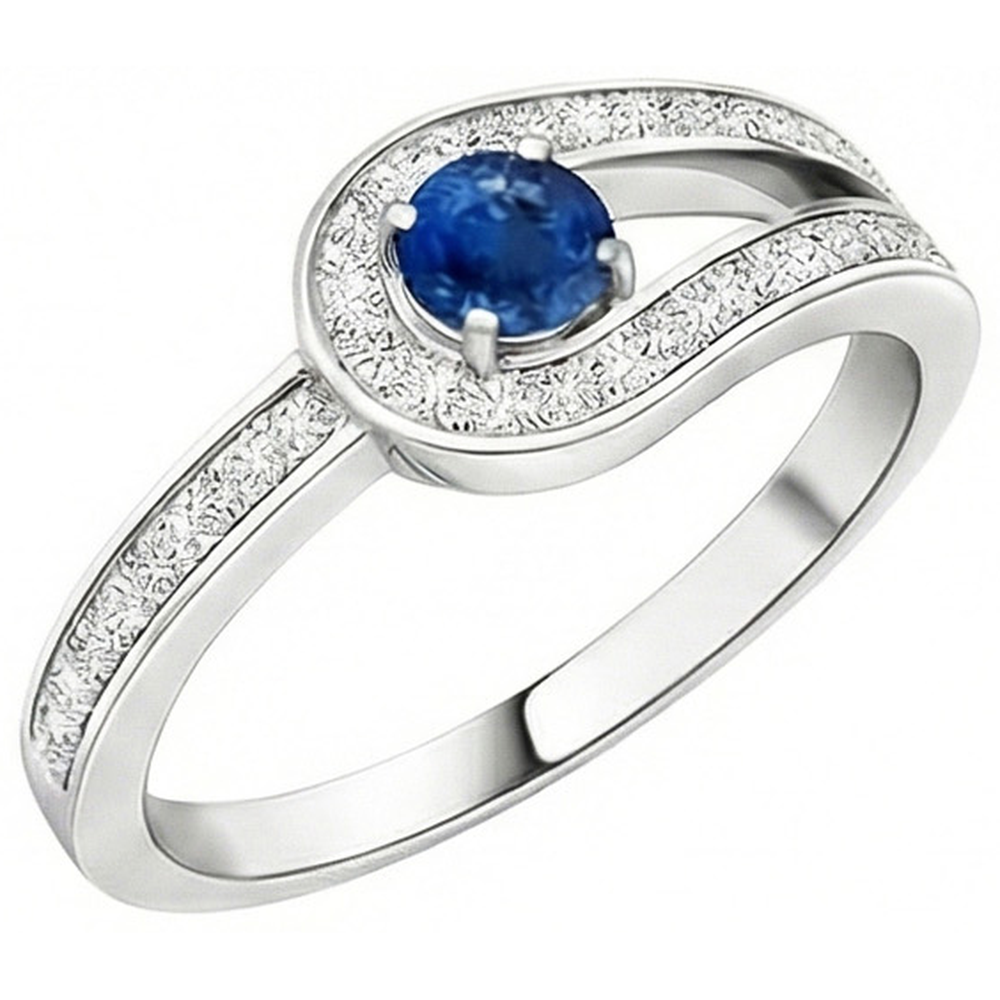 3.40 Ct Ceylon Sapphire Natural Earth Mined Diamond ( Not Lab Grown )s Wedding Ring White Gold 14K
