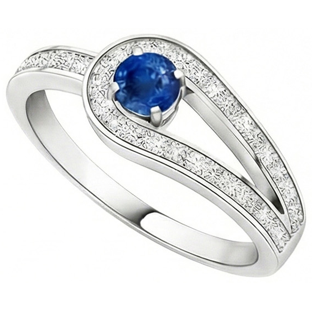 3.40 Ct Ceylon Sapphire Natural Earth Mined Diamond ( Not Lab Grown )s Wedding Ring White Gold 14K