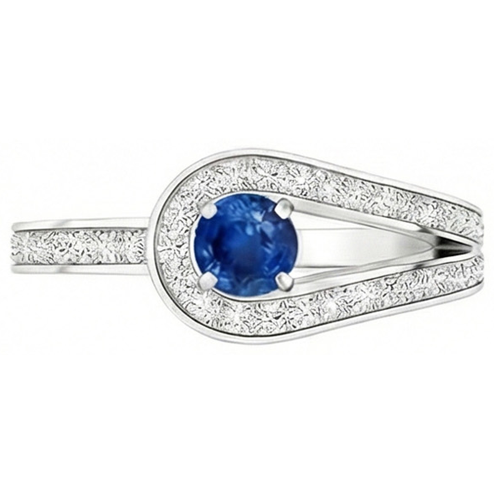 3.40 Ct Ceylon Sapphire Natural Earth Mined Diamond ( Not Lab Grown )s Wedding Ring White Gold 14K
