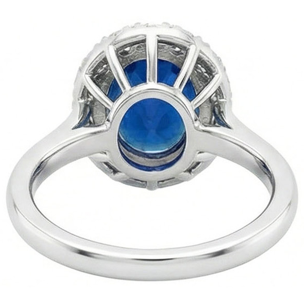 3.40 Ct Sri Lankan Sapphire And Natural Earth Mined Diamond ( Not Lab Grown ) s Engagement Ring