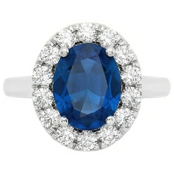 3.40 Ct Sri Lankan Sapphire And Natural Earth Mined Diamond ( Not Lab Grown ) s Engagement Ring