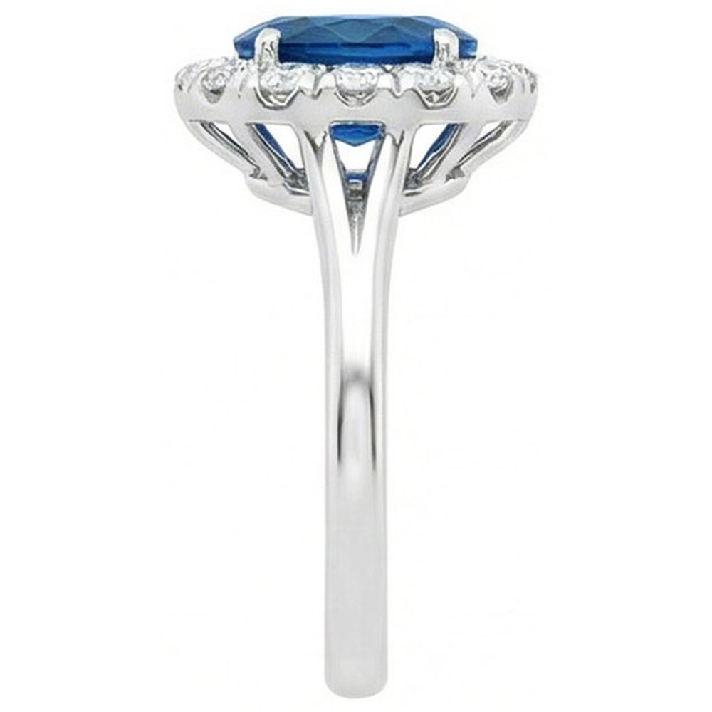 3.40 Ct Sri Lankan Sapphire And Natural Earth Mined Diamond ( Not Lab Grown ) s Engagement Ring