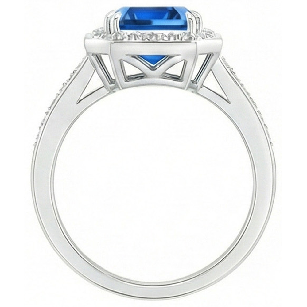 natural round sapphire 3.40ct ring profile view