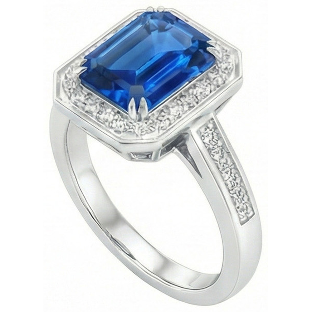 natural round sapphire 3.40ct ring close up detail