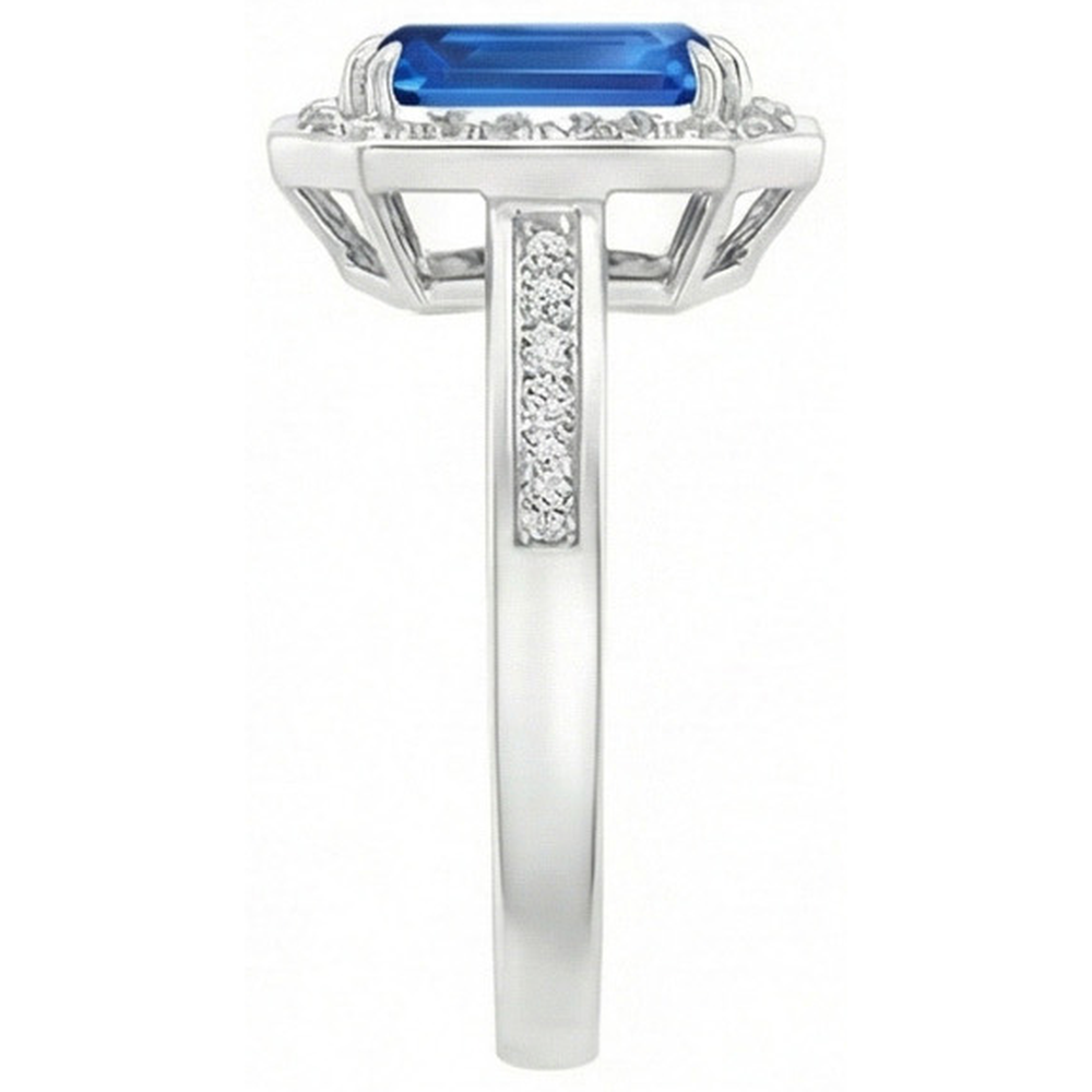 natural round sapphire 3.40ct ring top view