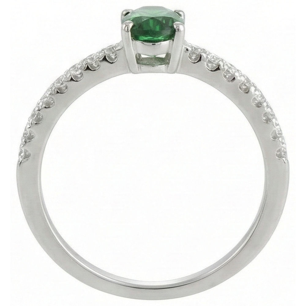 3.5 Ct Green Emerald And Natural Earth Mined Diamond ( Not Lab Grown ) Wedding Ring