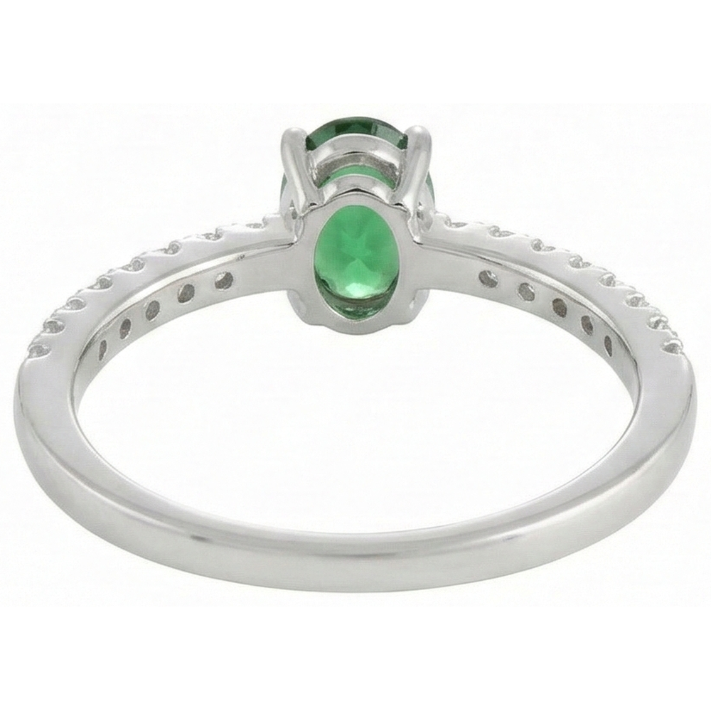 3.5 Ct Green Emerald And Natural Earth Mined Diamond ( Not Lab Grown ) Wedding Ring