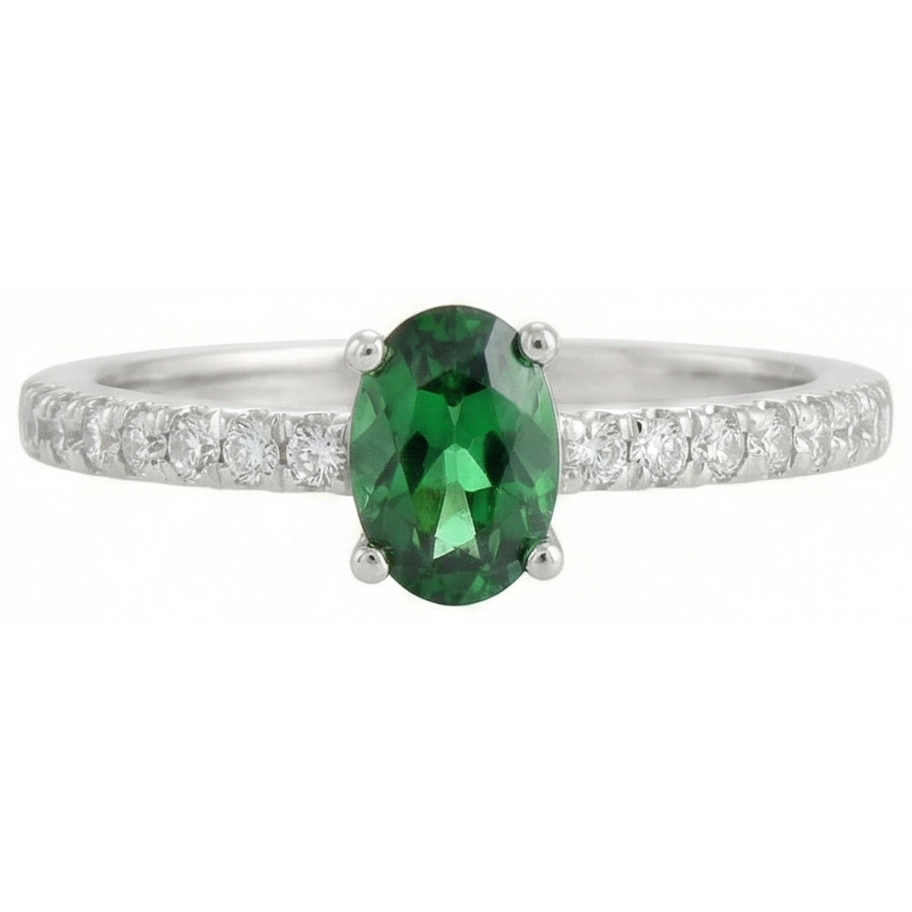 3.5 Ct Green Emerald And Natural Earth Mined Diamond ( Not Lab Grown ) Wedding Ring