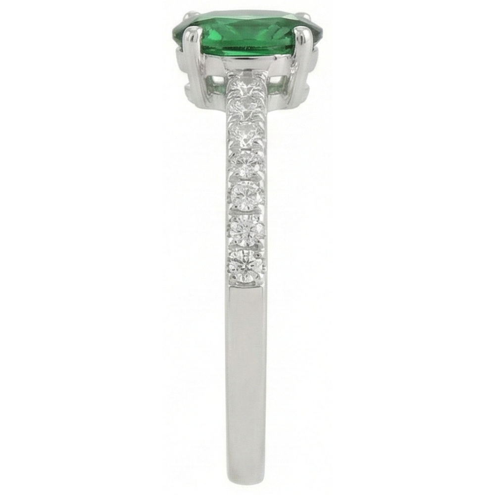 3.5 Ct Green Emerald And Natural Earth Mined Diamond ( Not Lab Grown ) Wedding Ring
