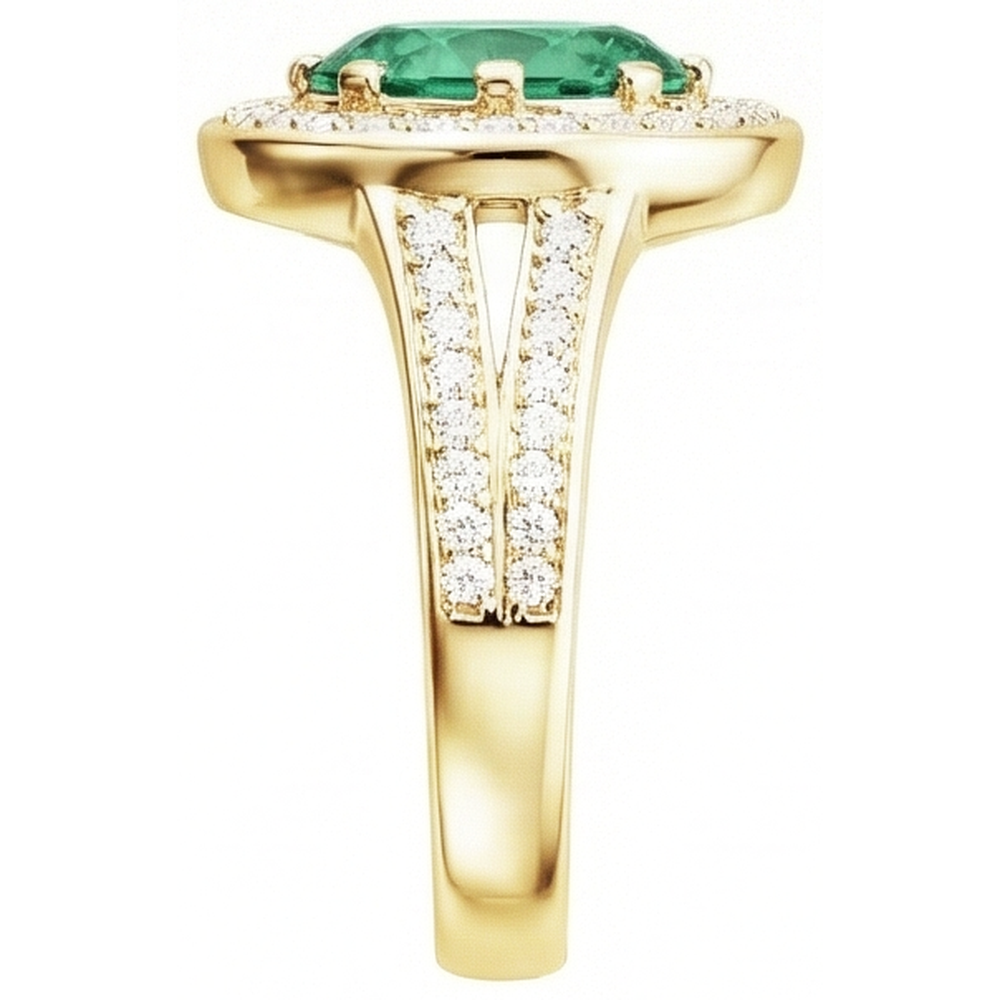 natural round emerald 3.5ct ring profile view