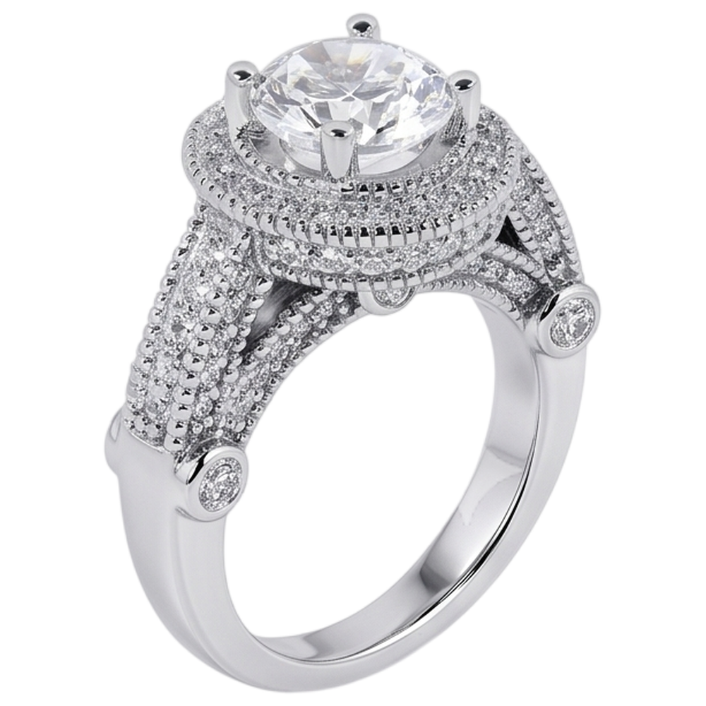 3.50 Carat Genuine Natural Earth Mined Diamond ( Not Lab Grown )  Engagement Ring Luxurious Antique White Gold 14K