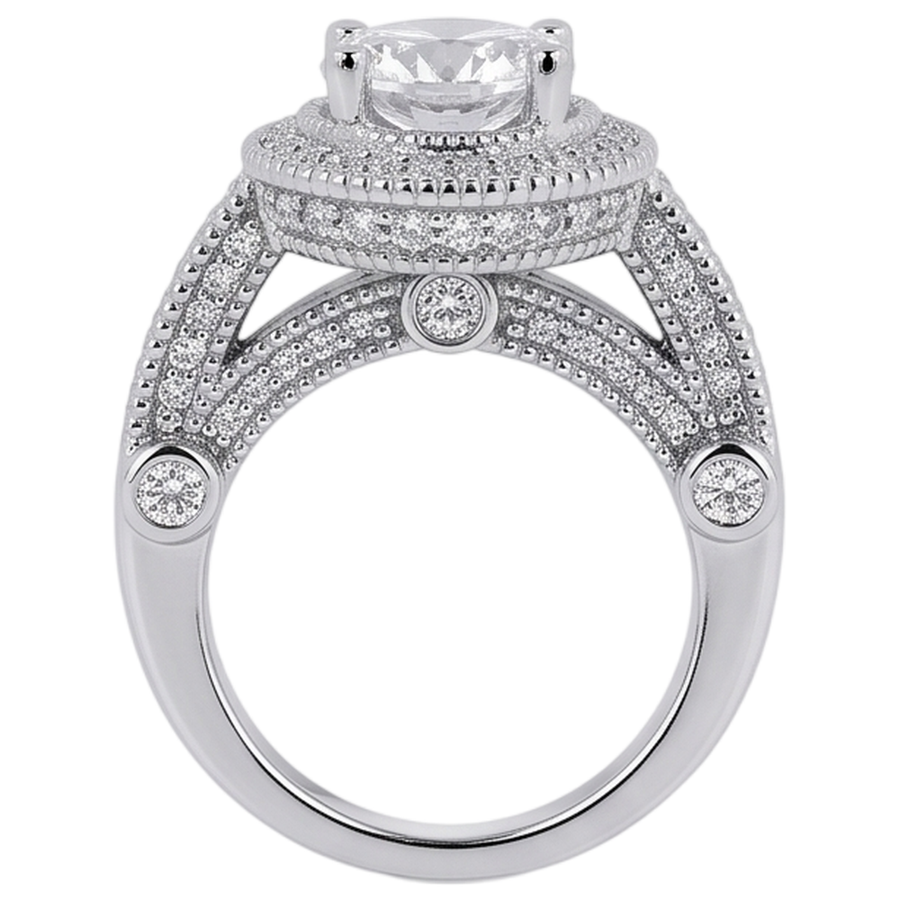 3.50 Carat Genuine Natural Earth Mined Diamond ( Not Lab Grown )  Engagement Ring Luxurious Antique White Gold 14K