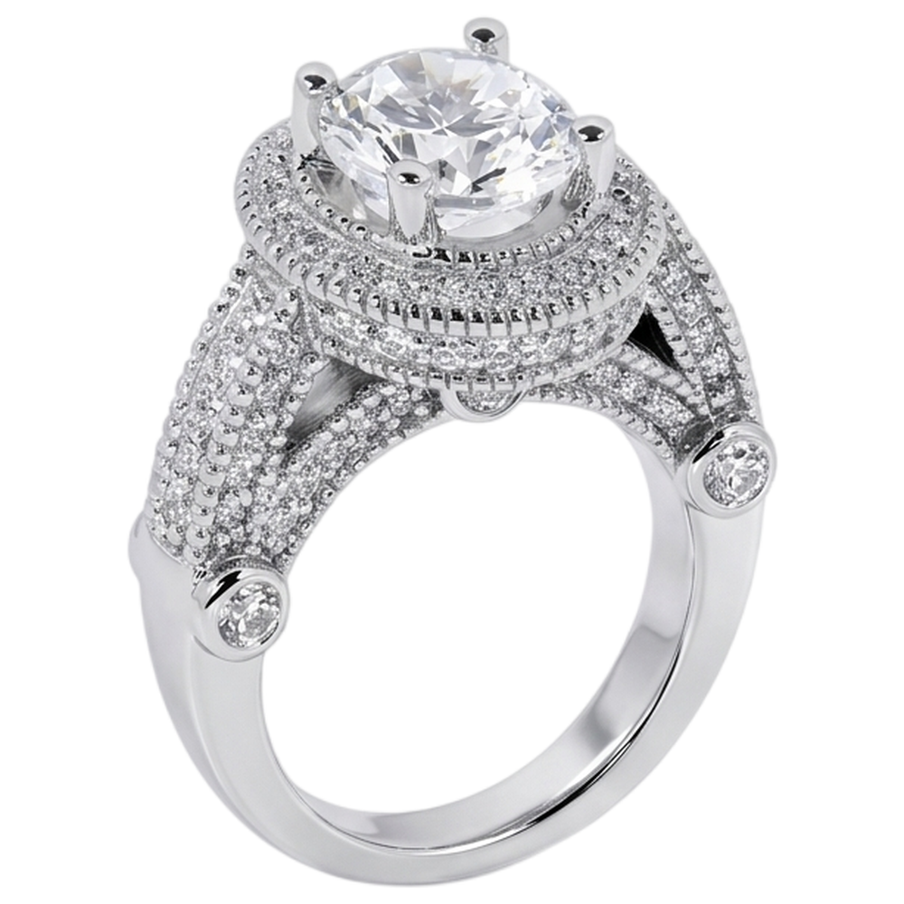 3.50 Carat Genuine Natural Earth Mined Diamond ( Not Lab Grown )  Engagement Ring Luxurious Antique White Gold 14K