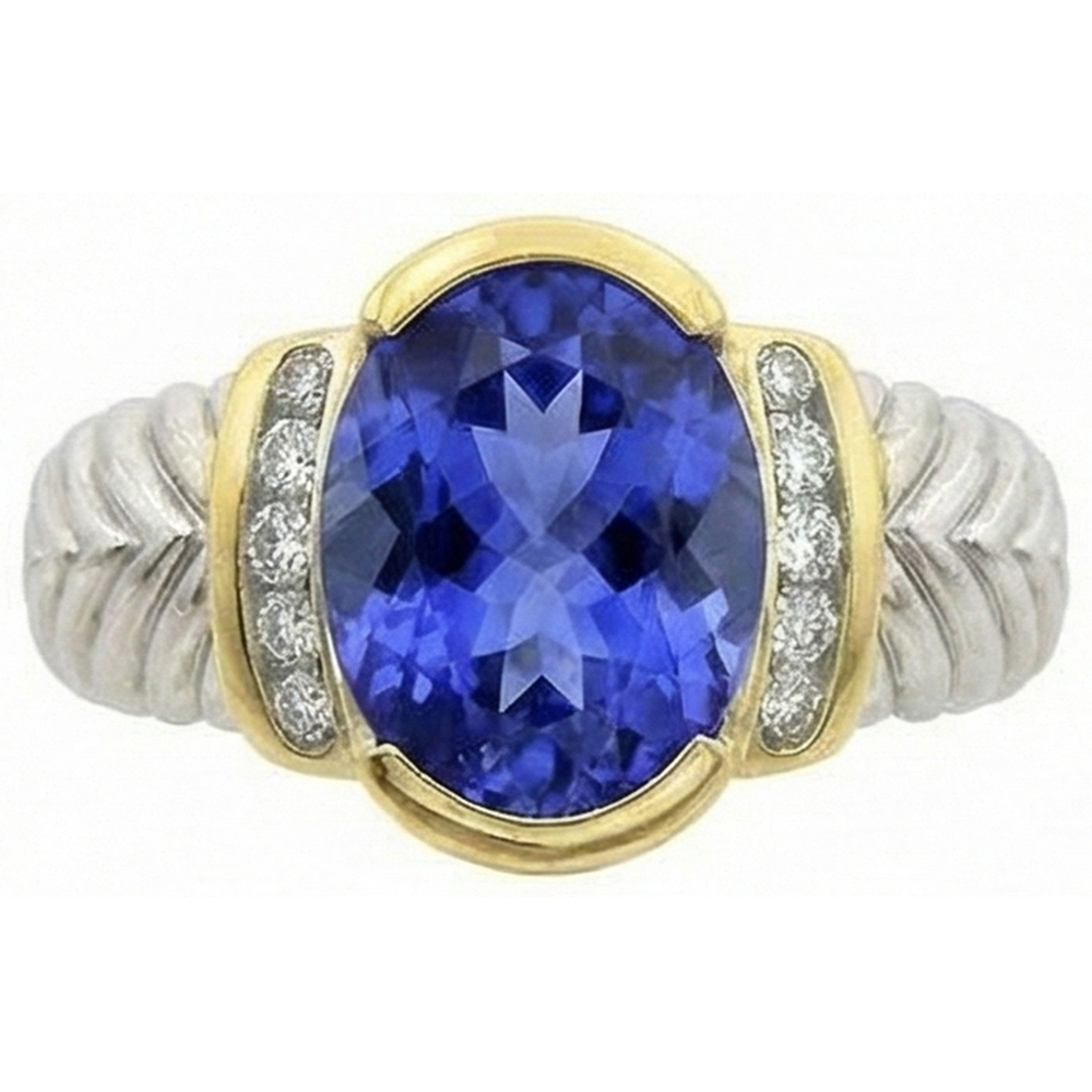 natural round tanzanite 3.50ct ring side angle