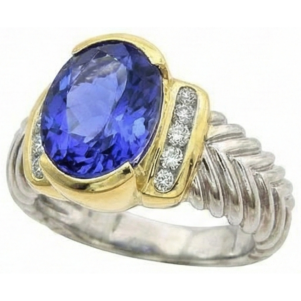natural round tanzanite 3.50ct ring top view