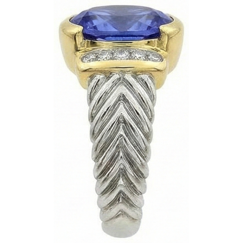 natural round tanzanite 3.50ct ring profile view