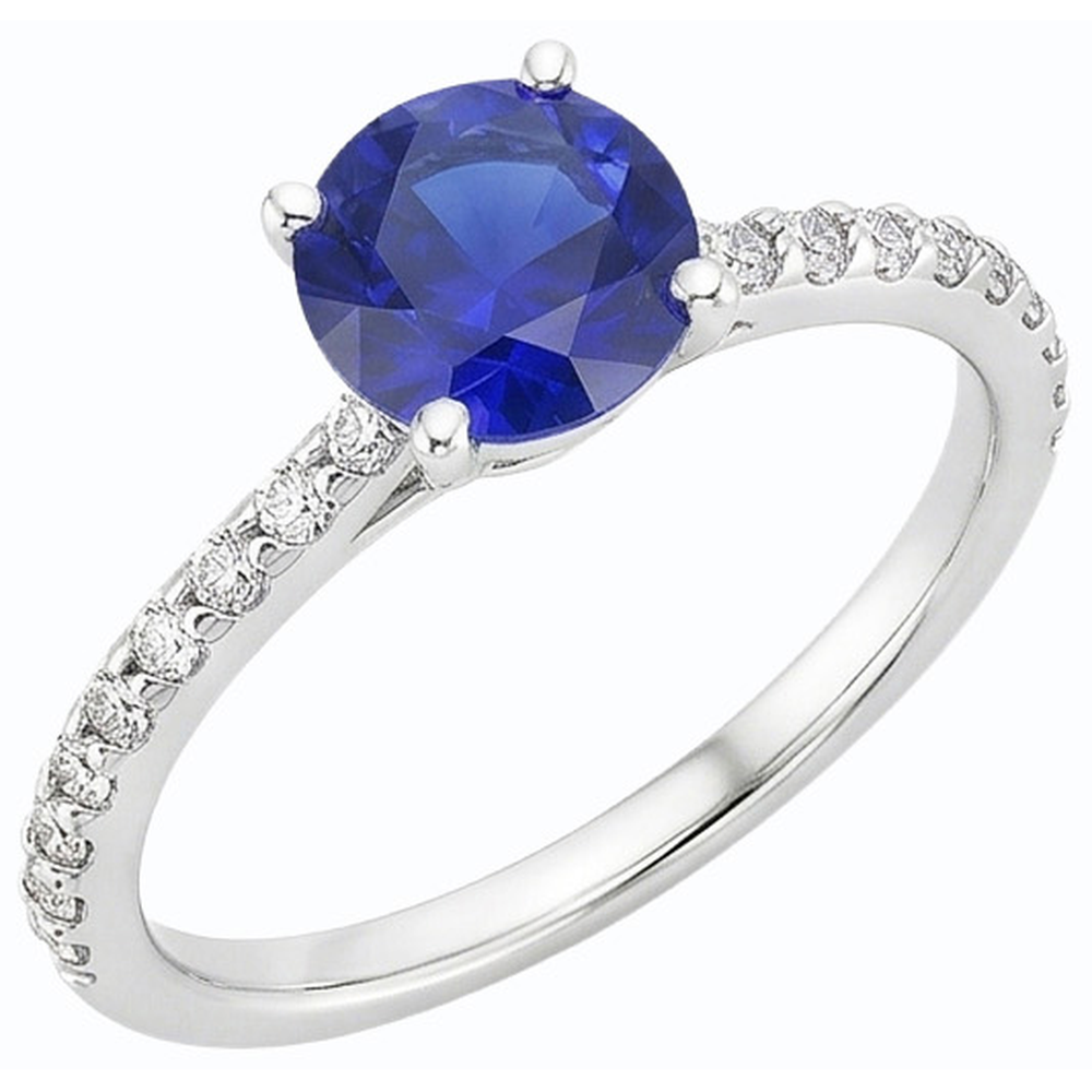 natural round sapphire 3.50ct ring front view