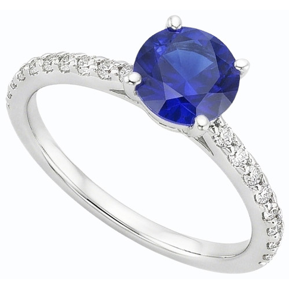 natural round sapphire 3.50ct ring close up detail