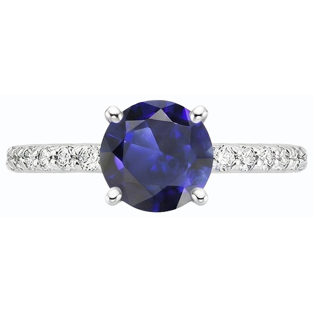 natural round sapphire 3.50ct ring side angle