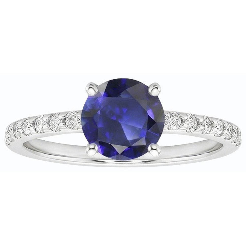 natural round sapphire 3.50ct ring top view