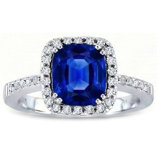 natural round sapphire 3.50ct ring front view