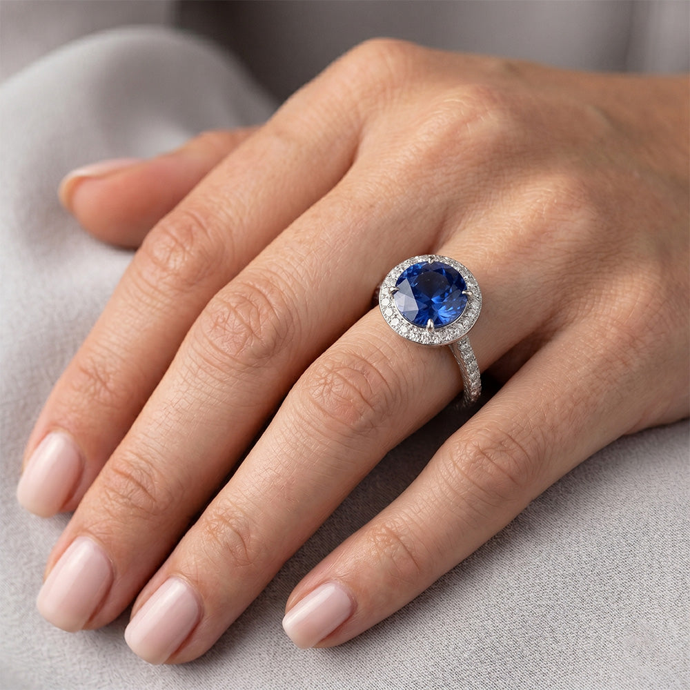 Sapphire Ring GIA CERTIFIED 3.44ct - White Gold 14K