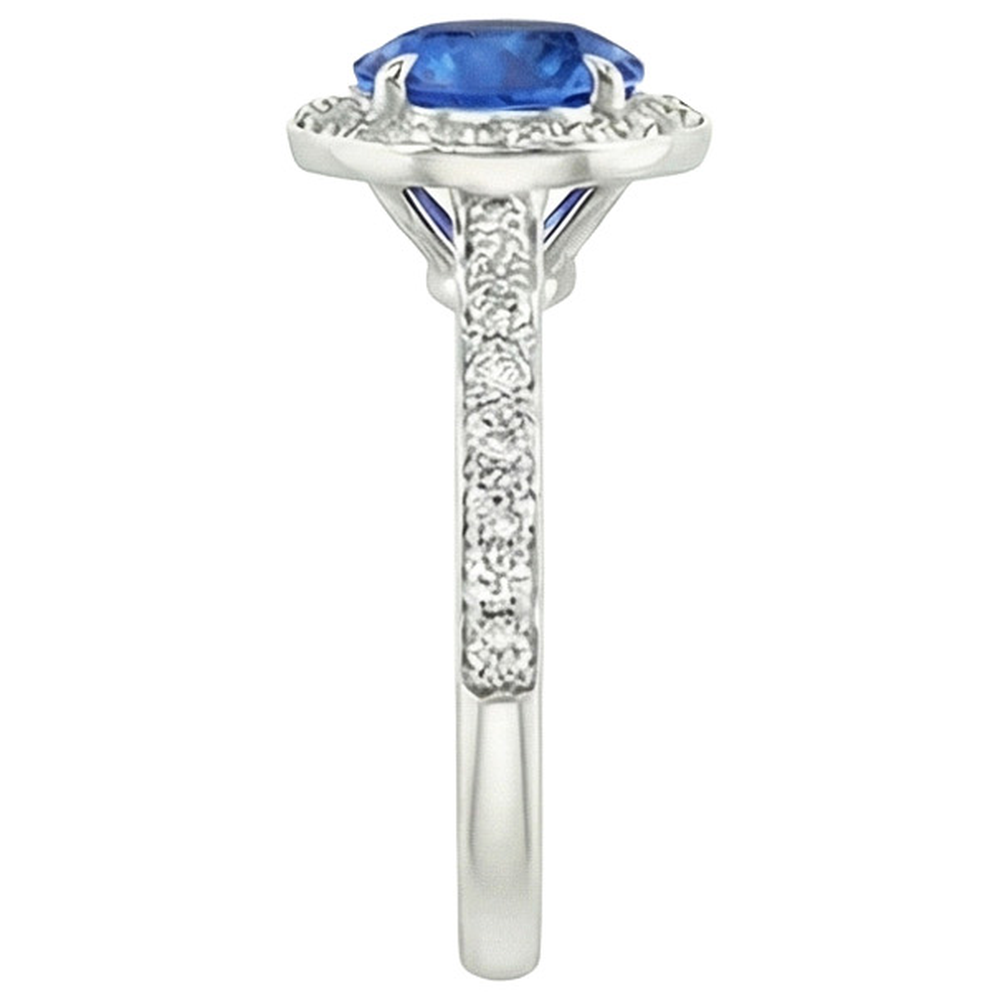 3.50 Carats Ceylon Sapphire And Natural Earth Mined Diamond ( Not Lab Grown ) s Ring White Gold 14K