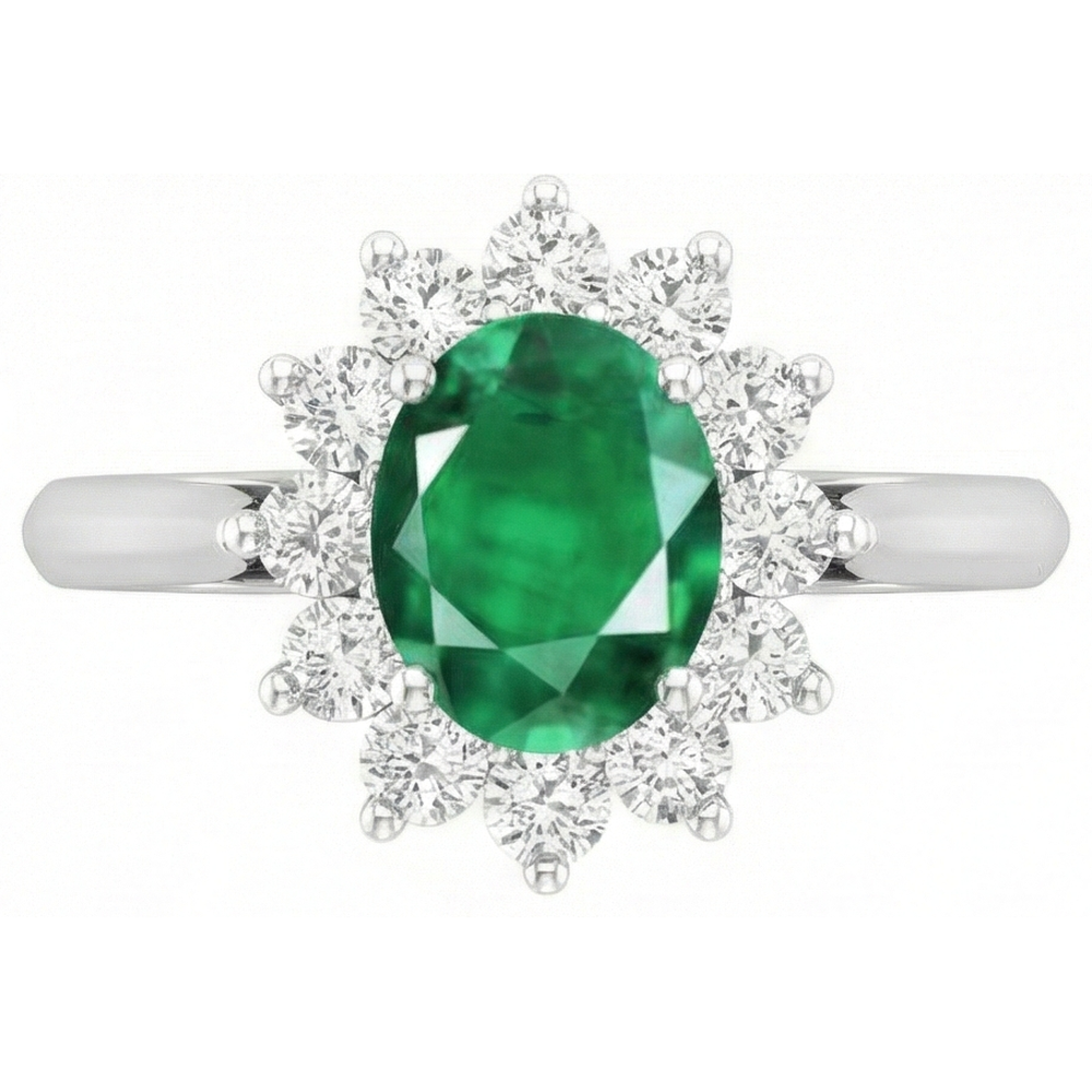 natural round emerald 3.50ct ring side angle