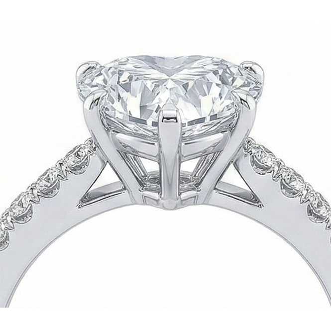 3.50 Carats Heart & Round Real Natural Earth Mined Diamond ( Not Lab Grown ) Wedding Ring Jewelry New