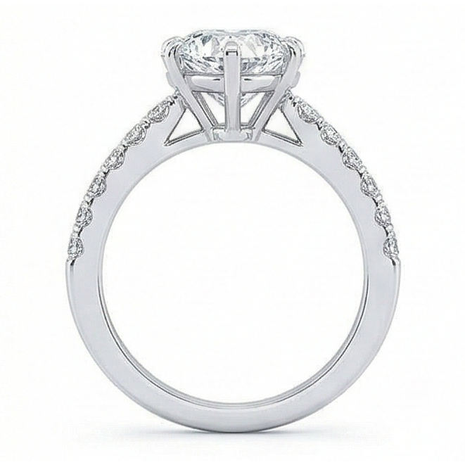 3.50 Carats Heart & Round Real Natural Earth Mined Diamond ( Not Lab Grown ) Wedding Ring Jewelry New