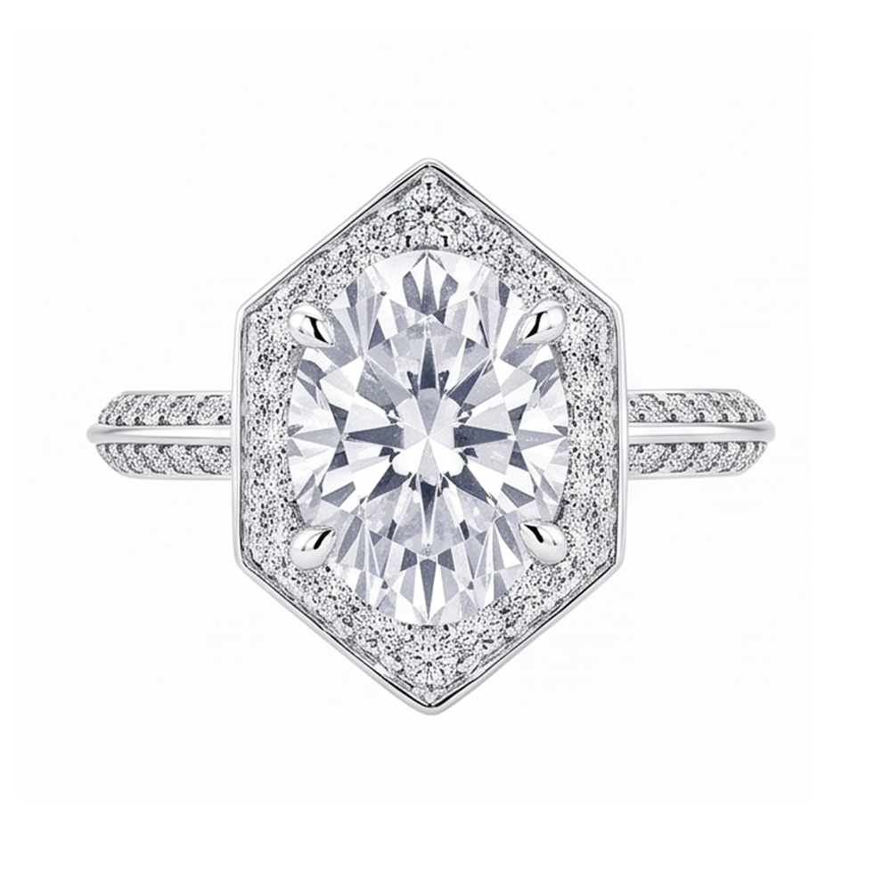 3.50 Carats Oval And Round Cut Real Natural Earth Mined Diamond ( Not Lab Grown )s Engagement Ring
