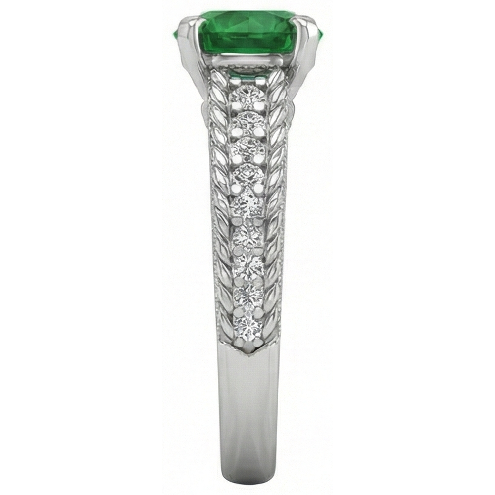 natural round emerald 3.50ct ring top view