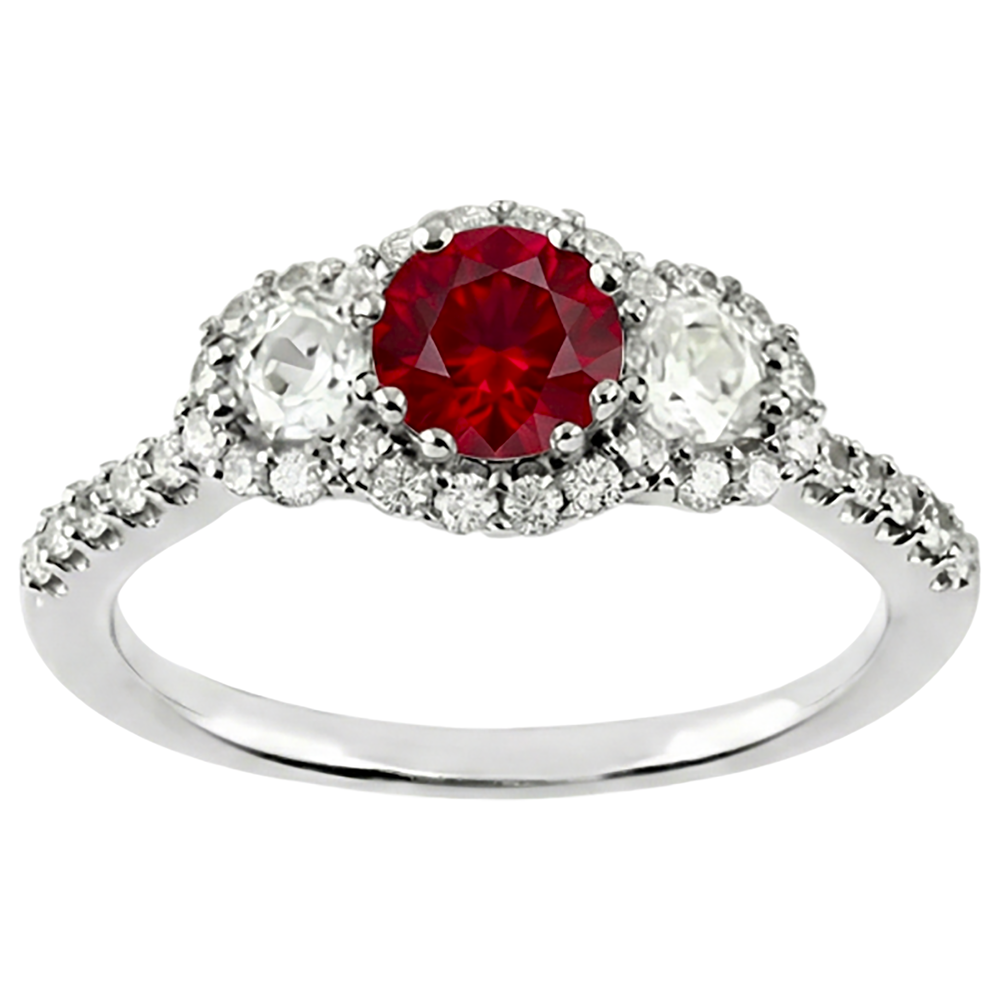 natural round ruby 3.50ct ring front view