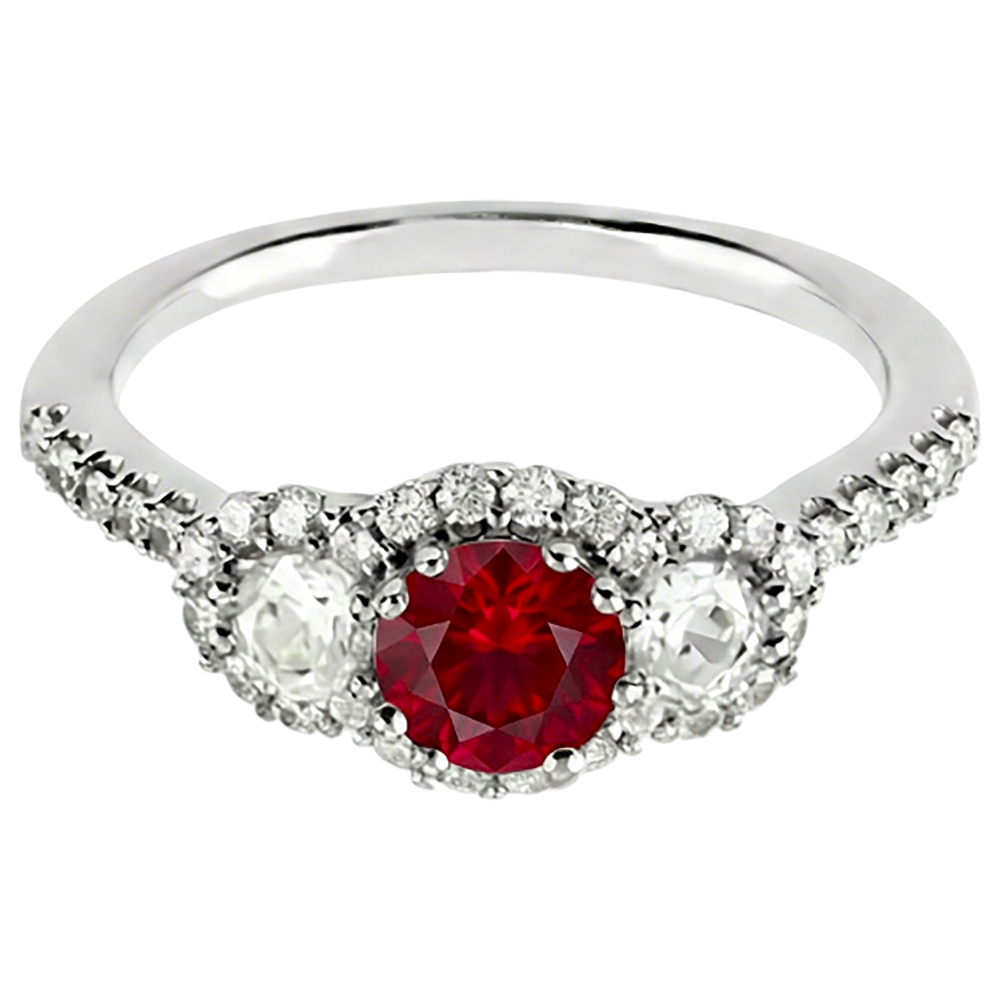 natural round ruby 3.50ct ring side angle