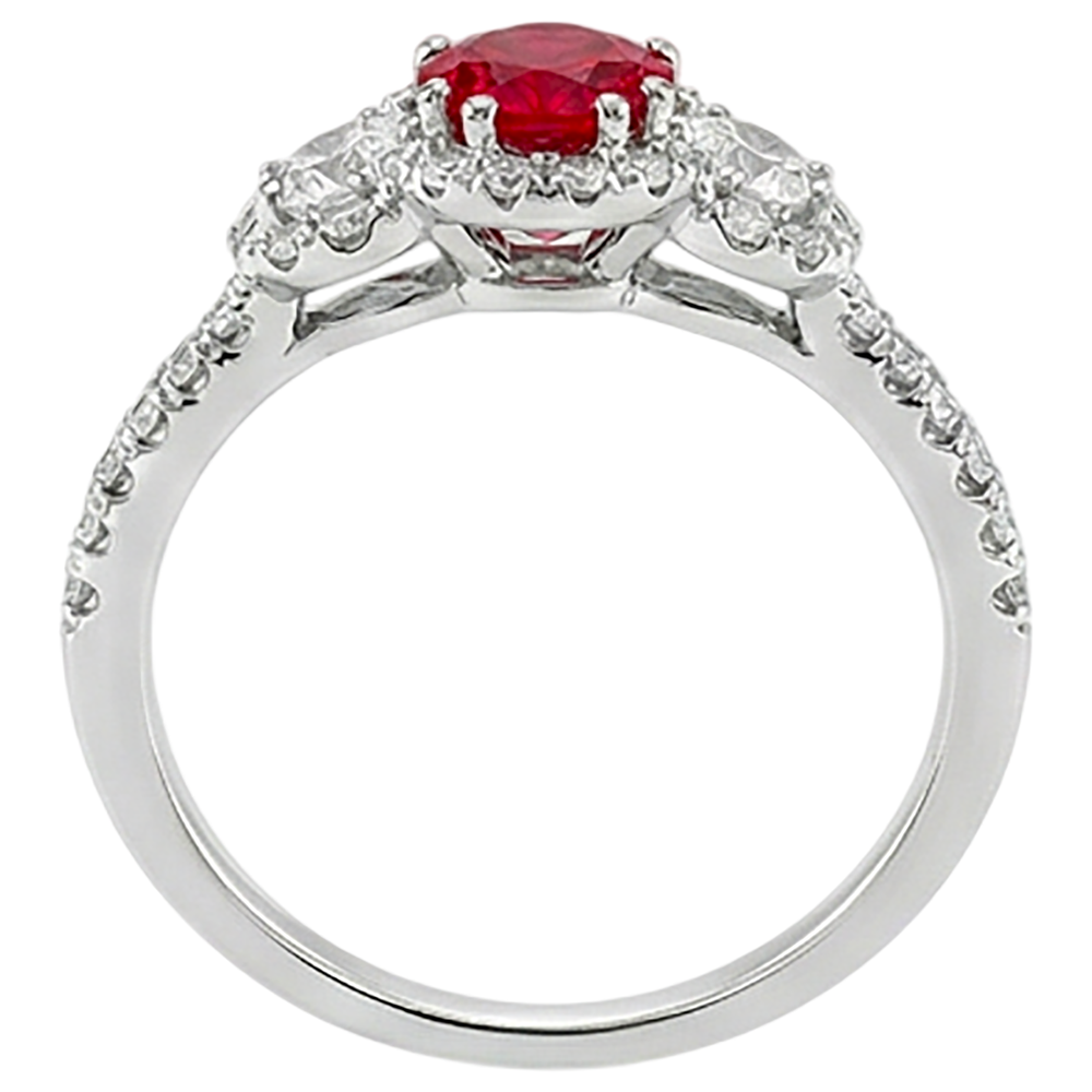 natural round ruby 3.50ct ring top view