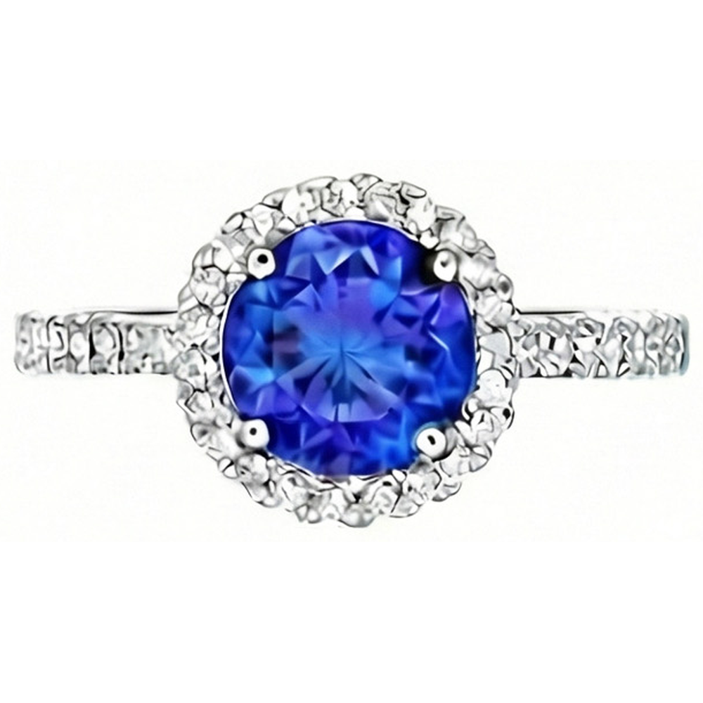3.50 Carats Round Sri Lanka Sapphire Natural Earth Mined Diamond ( Not Lab Grown ) Ring Jewelry