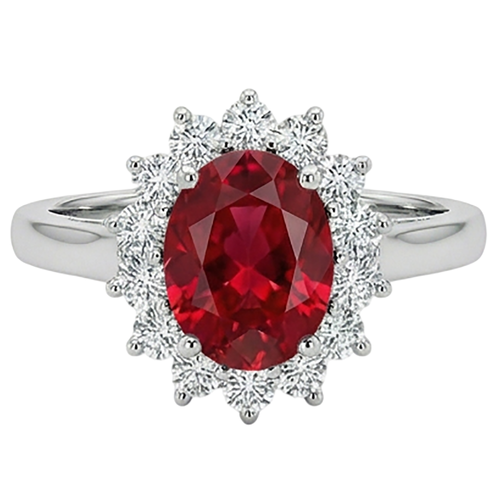 natural round ruby 3.50ct ring front view