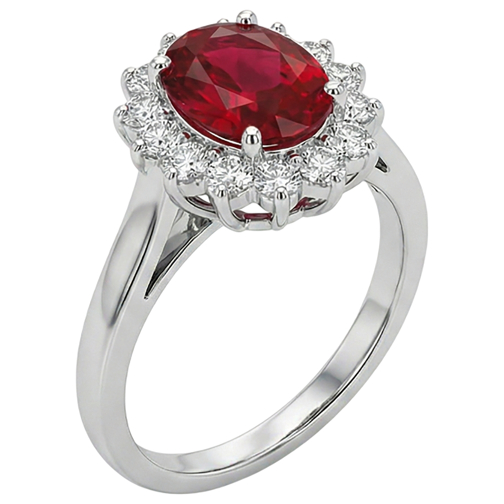 natural round ruby 3.50ct ring top view