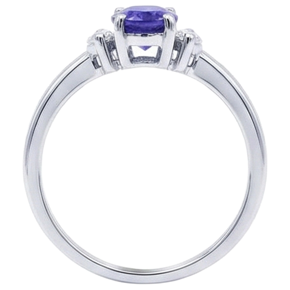 3.50 Carats Three Stone Tanzanite With Natural Earth Mined Diamond ( Not Lab Grown )s Ring White Gold 14K