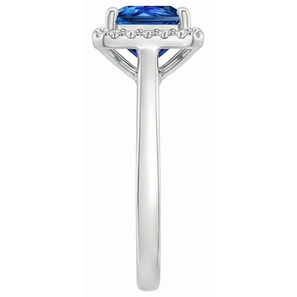 3.50 Ct Princess And Round Sri Lanka Sapphire Natural Earth Mined Diamond ( Not Lab Grown ) Ring White Gold
