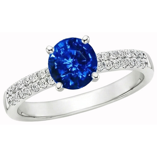 natural round sapphire 3.50ct ring close up detail