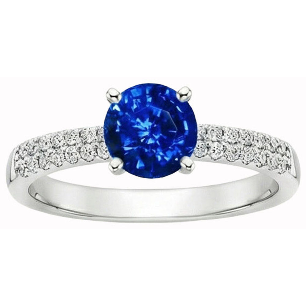 natural round sapphire 3.50ct ring front view