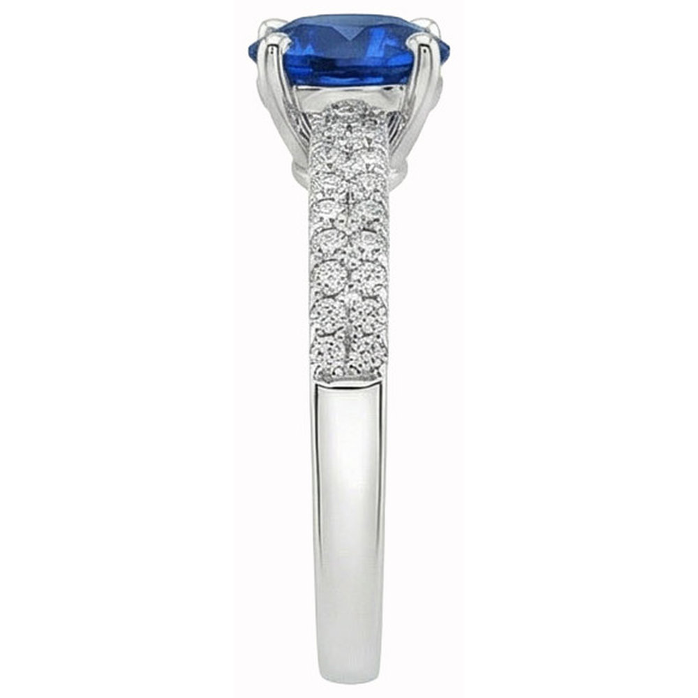natural round sapphire 3.50ct ring top view