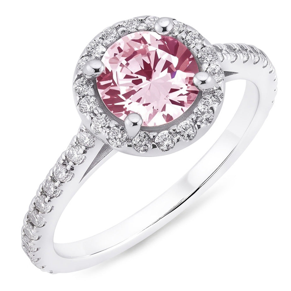 3.51 Ct Pink Sapphire & White Round Natural Earth Mined Diamond ( Not Lab Grown )s Wedding Ring Gemstone