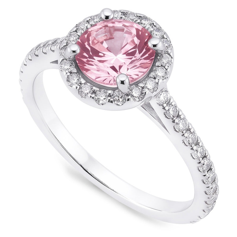 3.51 Ct Pink Sapphire & White Round Natural Earth Mined Diamond ( Not Lab Grown )s Wedding Ring Gemstone