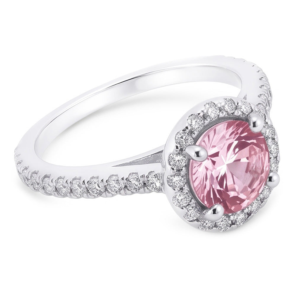 3.51 Ct Pink Sapphire & White Round Natural Earth Mined Diamond ( Not Lab Grown )s Wedding Ring Gemstone