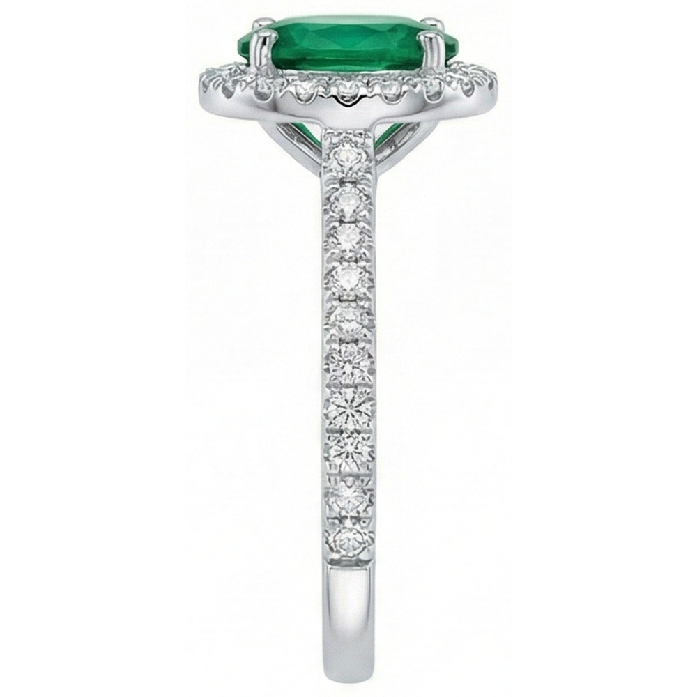 3.6 Ct Oval Cut Green Emerald Natural Earth Mined Diamond ( Not Lab Grown ) Engagement Ring