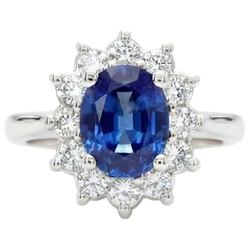 Natural Sapphire Ring 3.60ct - White Gold 14K