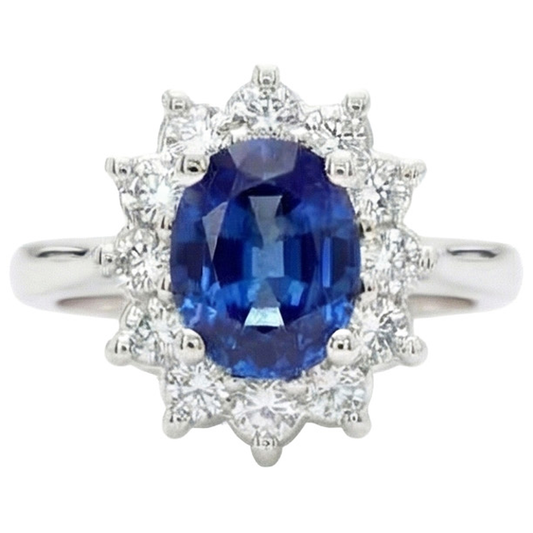 natural round sapphire 3.60ct ring front view