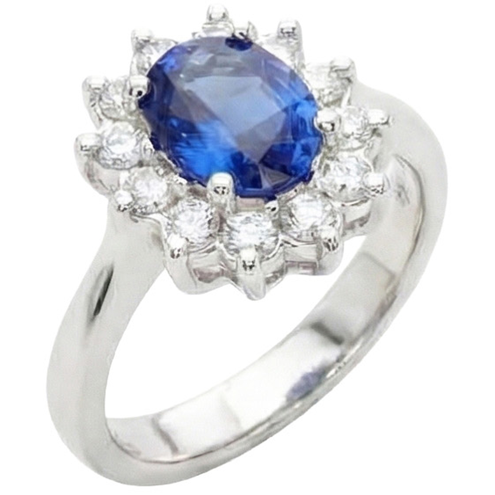 natural round sapphire 3.60ct ring close up detail